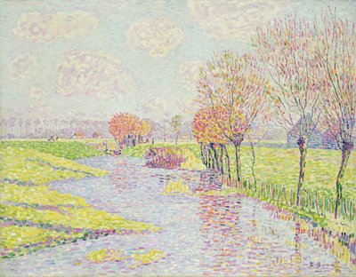 Olanda in tardo autunno, paesaggio con salici sull